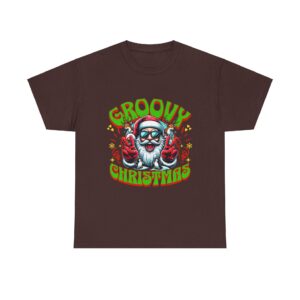 Groovy Christmas Unisex Heavy Cotton T-Shirt - Image 13