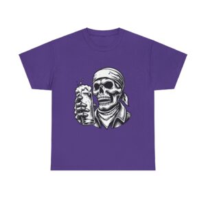 Skull Drinking Beer Unisex Heavy Cotton T-Shirt - Image 45