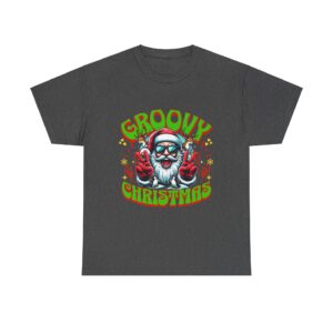 Groovy Christmas Unisex Heavy Cotton T-Shirt - Image 9