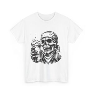 Skull Drinking Beer Unisex Heavy Cotton T-Shirt - Image 11