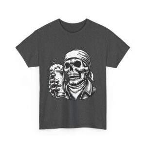 Skull Drinking Beer Unisex Heavy Cotton T-Shirt - Image 7