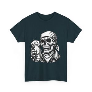 Skull Drinking Beer Unisex Heavy Cotton T-Shirt - Image 39