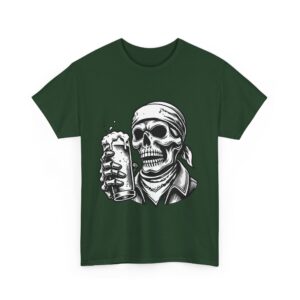 Skull Drinking Beer Unisex Heavy Cotton T-Shirt - Image 35