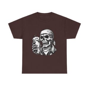 Skull Drinking Beer Unisex Heavy Cotton T-Shirt - Image 13