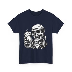 Skull Drinking Beer Unisex Heavy Cotton T-Shirt - Image 19