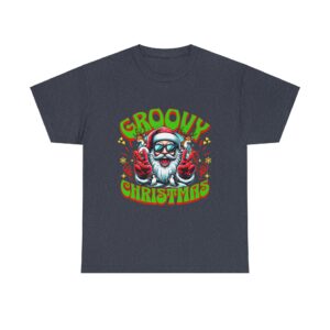 Groovy Christmas Unisex Heavy Cotton T-Shirt - Image 5