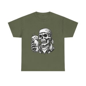 Skull Drinking Beer Unisex Heavy Cotton T-Shirt - Image 29