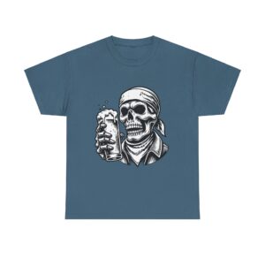 Skull Drinking Beer Unisex Heavy Cotton T-Shirt - Image 41