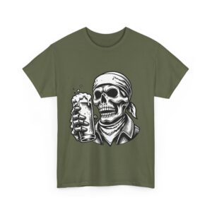 Skull Drinking Beer Unisex Heavy Cotton T-Shirt - Image 31
