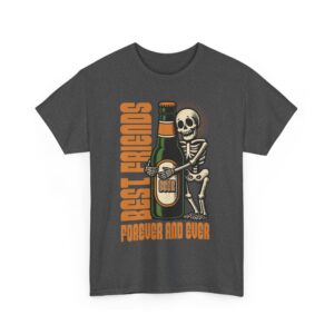 Skeleton and Beer Unisex Heavy Cotton T-Shirt - Image 3