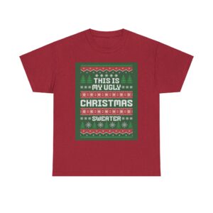 Ugly Christmas Sweater Unisex Heavy Cotton T-Shirt - Image 9