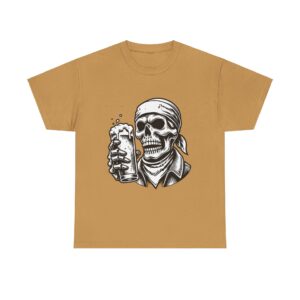 Skull Drinking Beer Unisex Heavy Cotton T-Shirt - Image 21