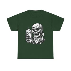 Skull Drinking Beer Unisex Heavy Cotton T-Shirt - Image 33