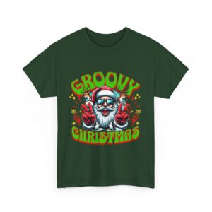 Groovy Christmas Unisex Heavy Cotton T-Shirt - Image 3