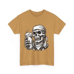 Skull Drinking Beer Unisex Heavy Cotton T-Shirt - Image 23