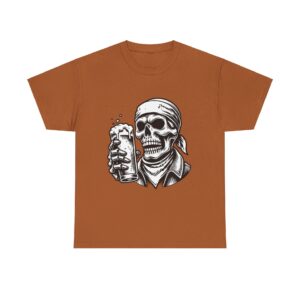 Skull Drinking Beer Unisex Heavy Cotton T-Shirt - Image 25