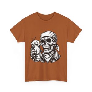 Skull Drinking Beer Unisex Heavy Cotton T-Shirt - Image 27