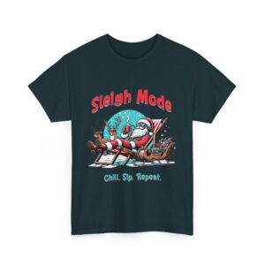 Sleigh Mode Santa Unisex Heavy Cotton T-Shirt - Image 3