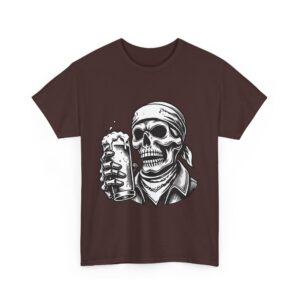Skull Drinking Beer Unisex Heavy Cotton T-Shirt - Image 15